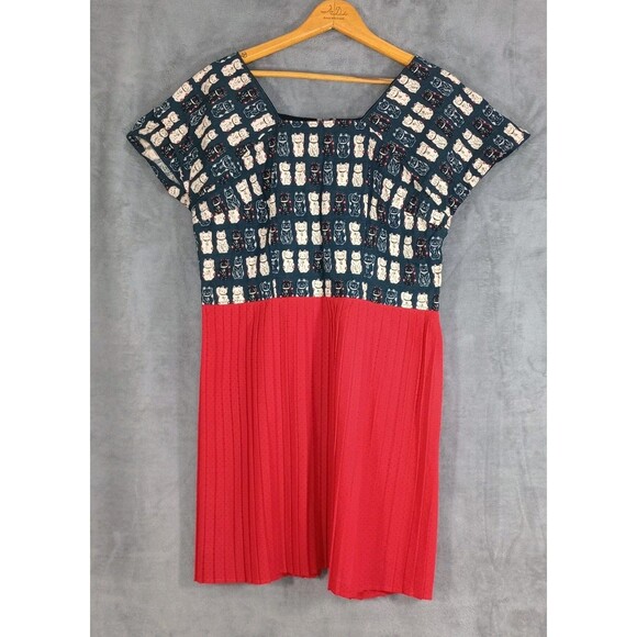 Retro Pin Up Style Dress Asian Cats Polka Dot Top Shirt Layering Unique Funky - Picture 1 of 11